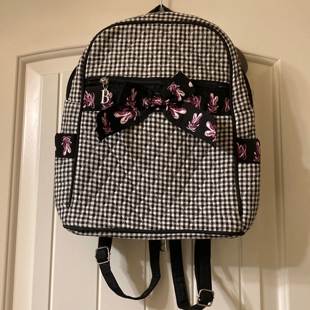 Kids Black and White Checkered Dance Backpack